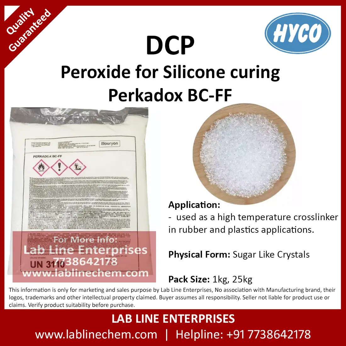 High-purity Dicumyl Peroxide DCP powder – Perkadox BC-FF for rubber and polymer industry (CAS 80-43-3)