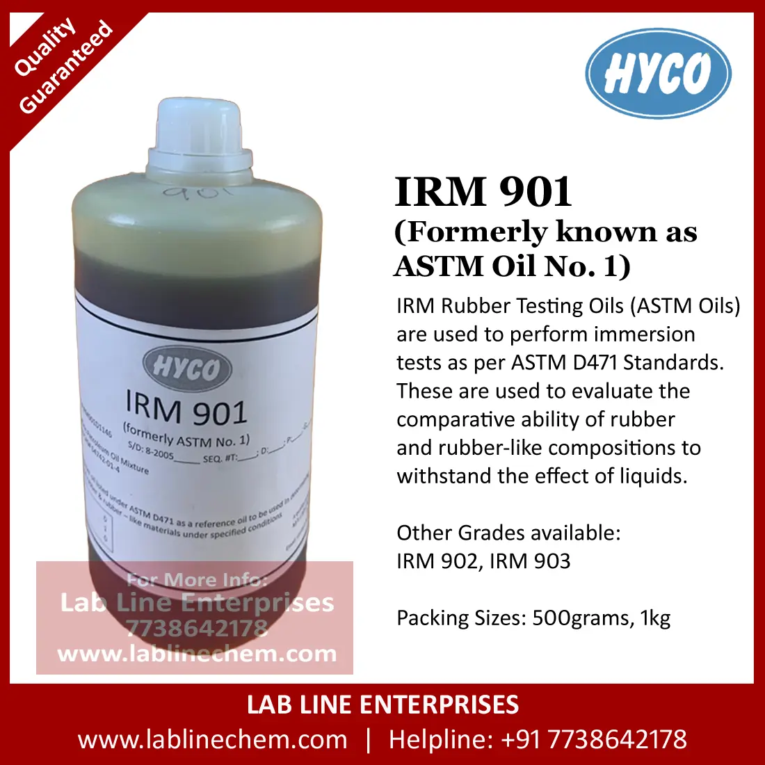 IRM 901 Oil for rubber testing as per ASTM D471 standard