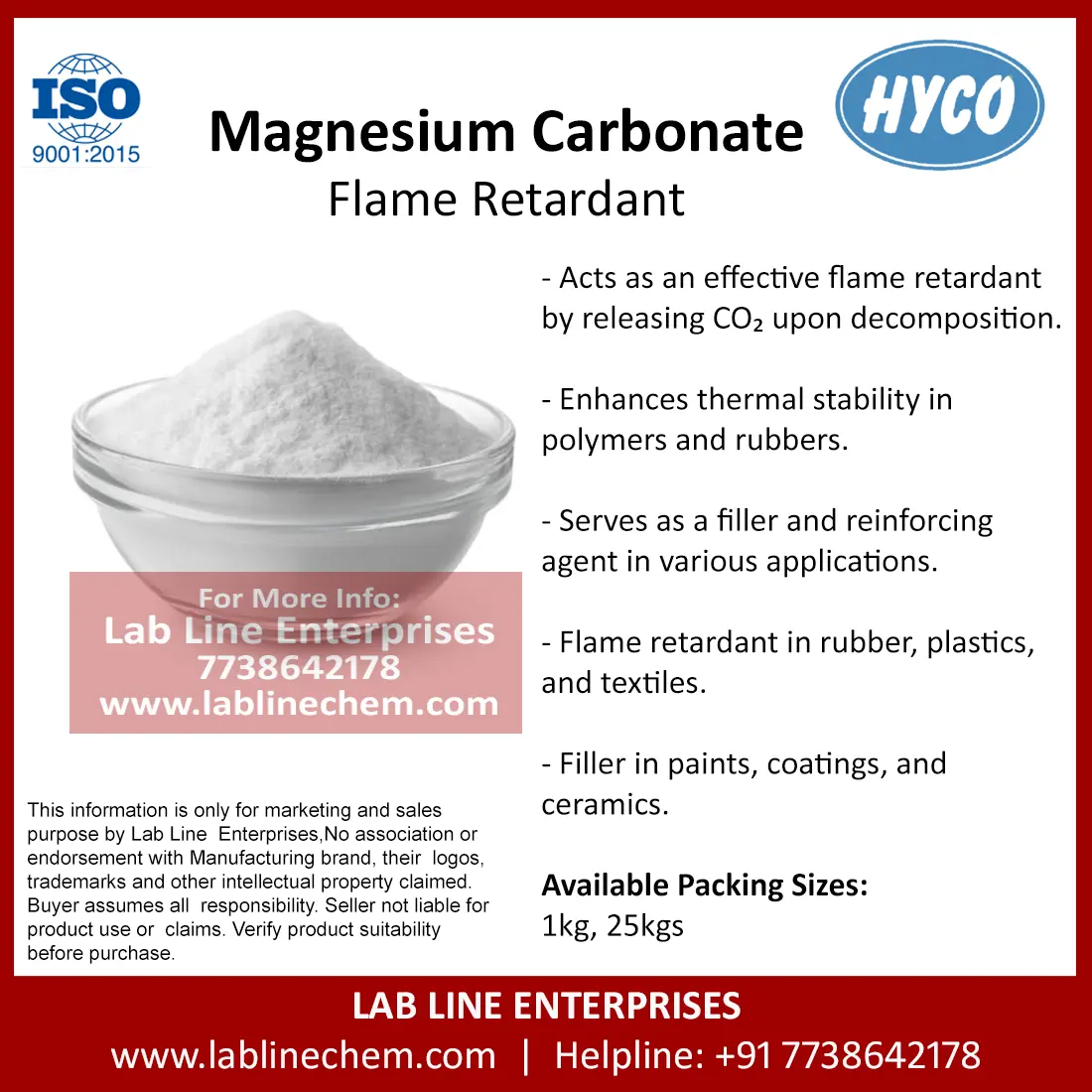 High-purity Magnesium Carbonate powder used as flame retardant in rubber and plastic industries