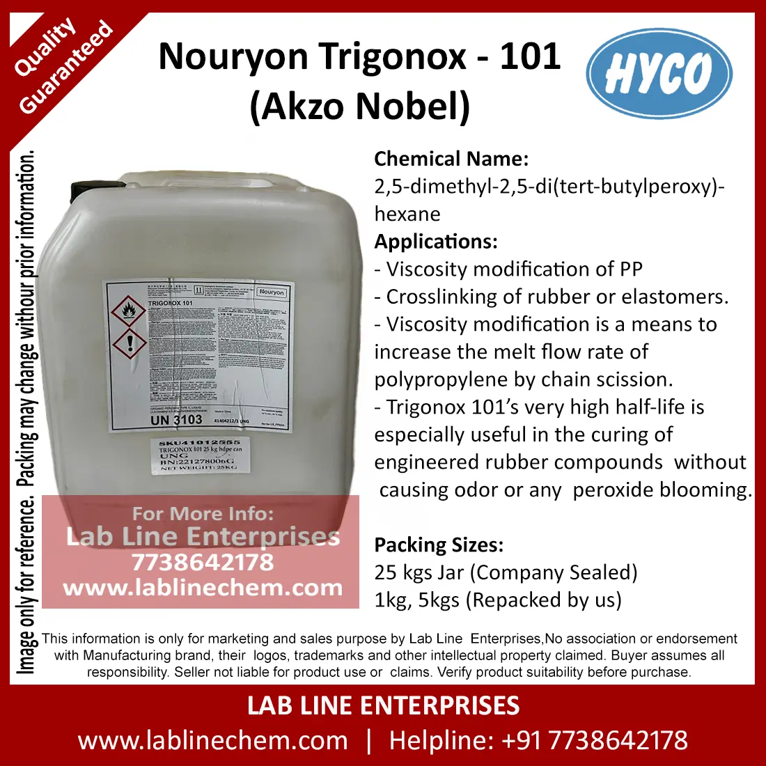 Trigonox 101 DHBP organic peroxide for polymer crosslinking and CR-PP applications