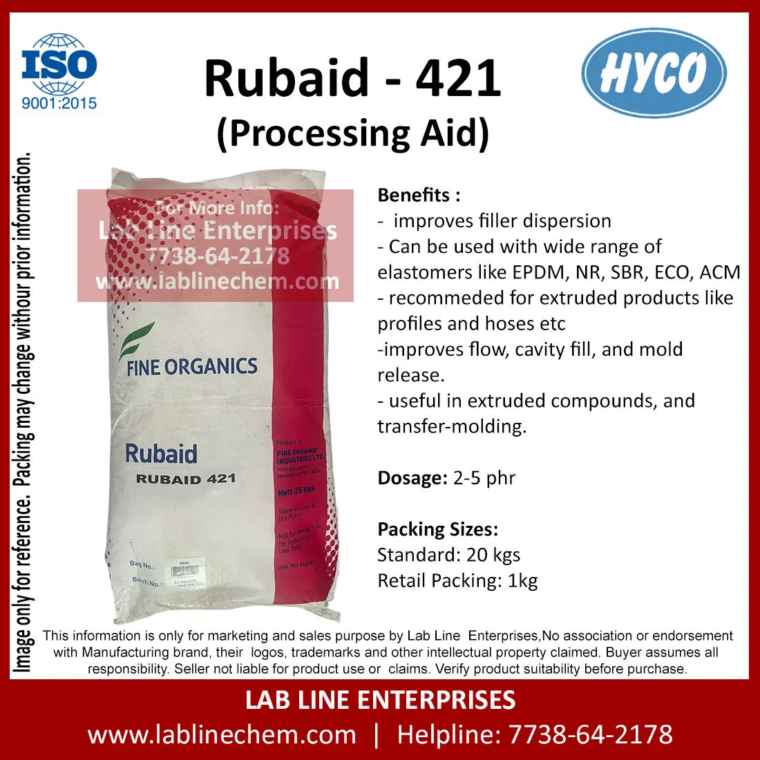 RUBAID-421 yellowish bead rubber processing aid for extrusion and moulding applications