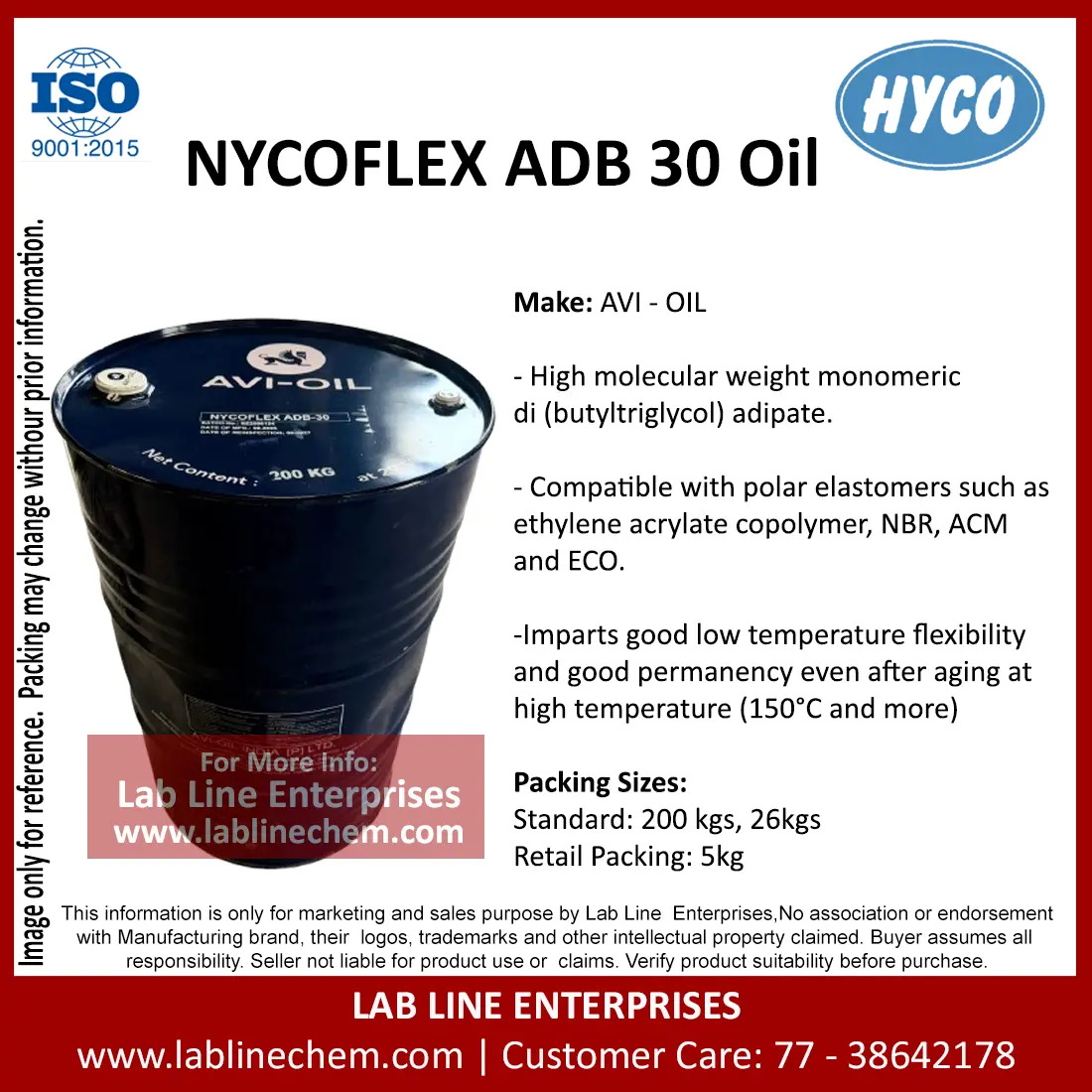 NYCOFLEX ADB 30 plasticizer oil for polar elastomers