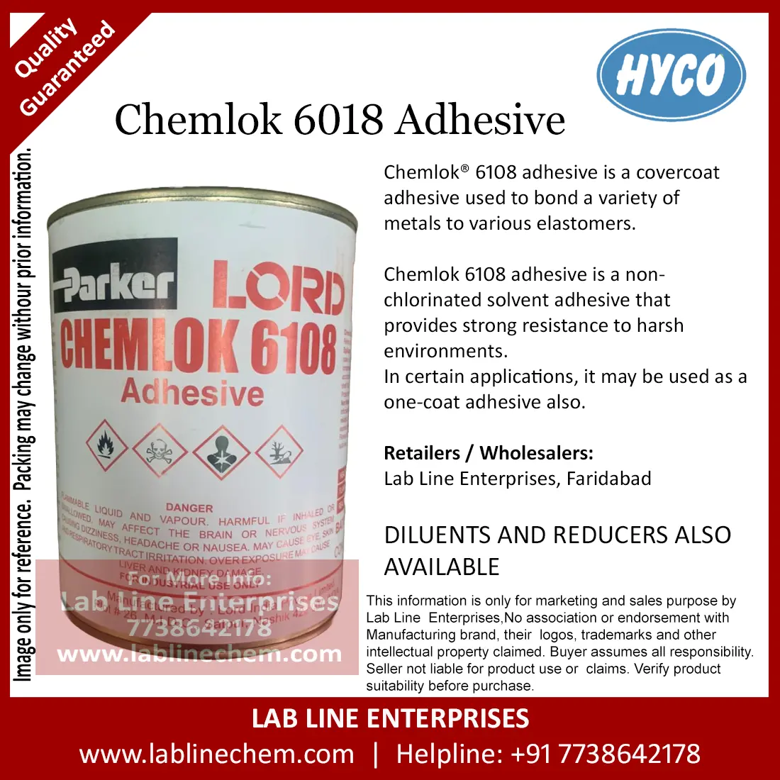 Chemlok 6108 adhesive can for rubber-to-metal bonding