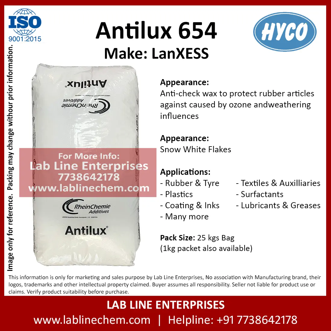 Antilux 654 anti-check wax for rubber compounds