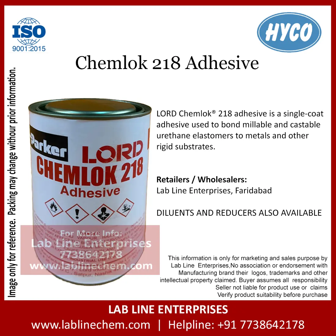 Chemlok 218 polyurethane to metal bonding adhesive