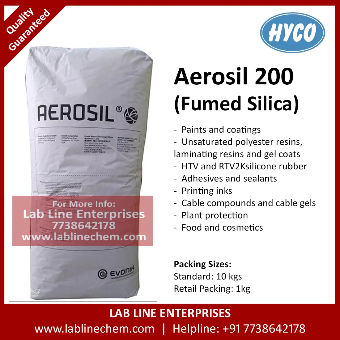 Aerosil 200 hydrophilic fumed silica powder for coatings