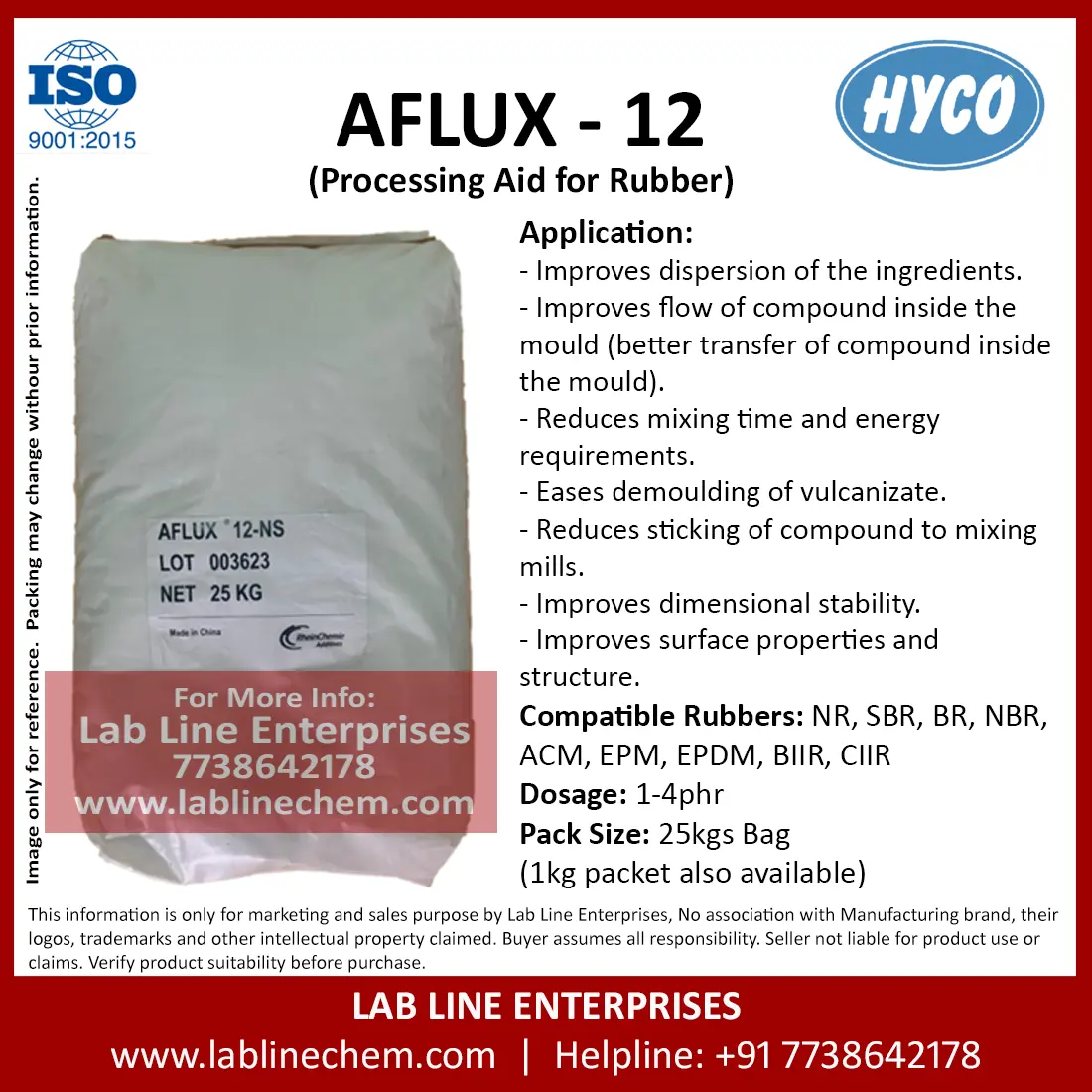 Aflux 12 NS rubber processing promoter prill form