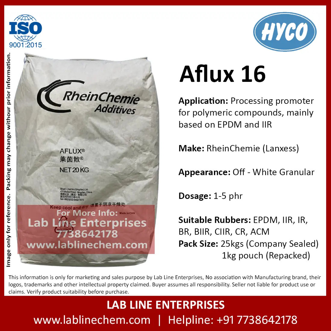 Aflux 16 rubber processing promoter beige granules