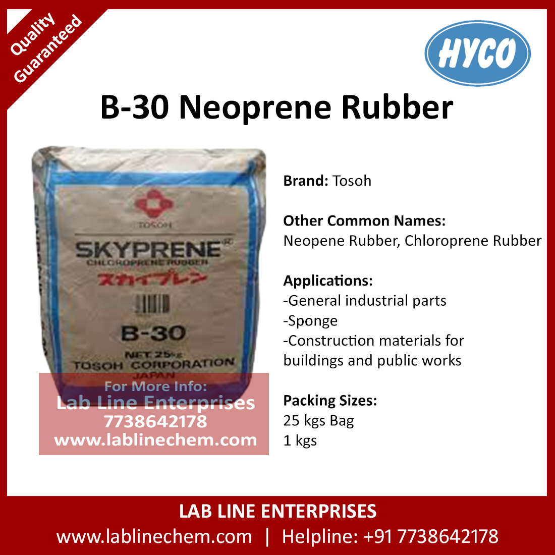B30 Neoprene Rubber Chloroprene Rubber Bale by Tosoh