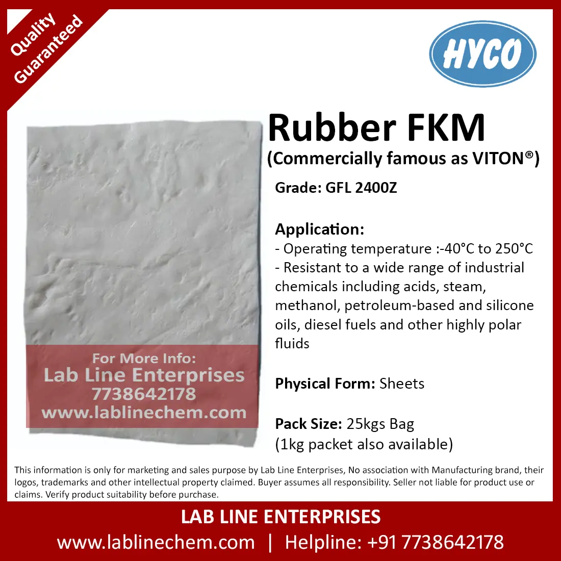 FKM Rubber KB2400Z off white slab fluoroelastomer material