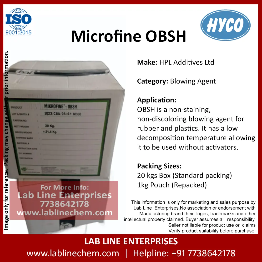 OBSH chemical blowing agent powder for rubber and polymer foaming