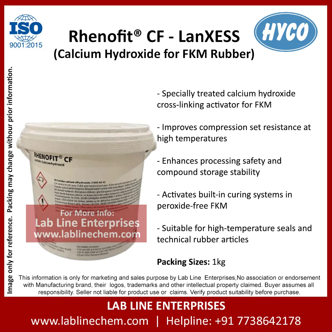 Rhenofit CF Calcium Hydroxide white powder crosslinking activator for fluoroelastomers