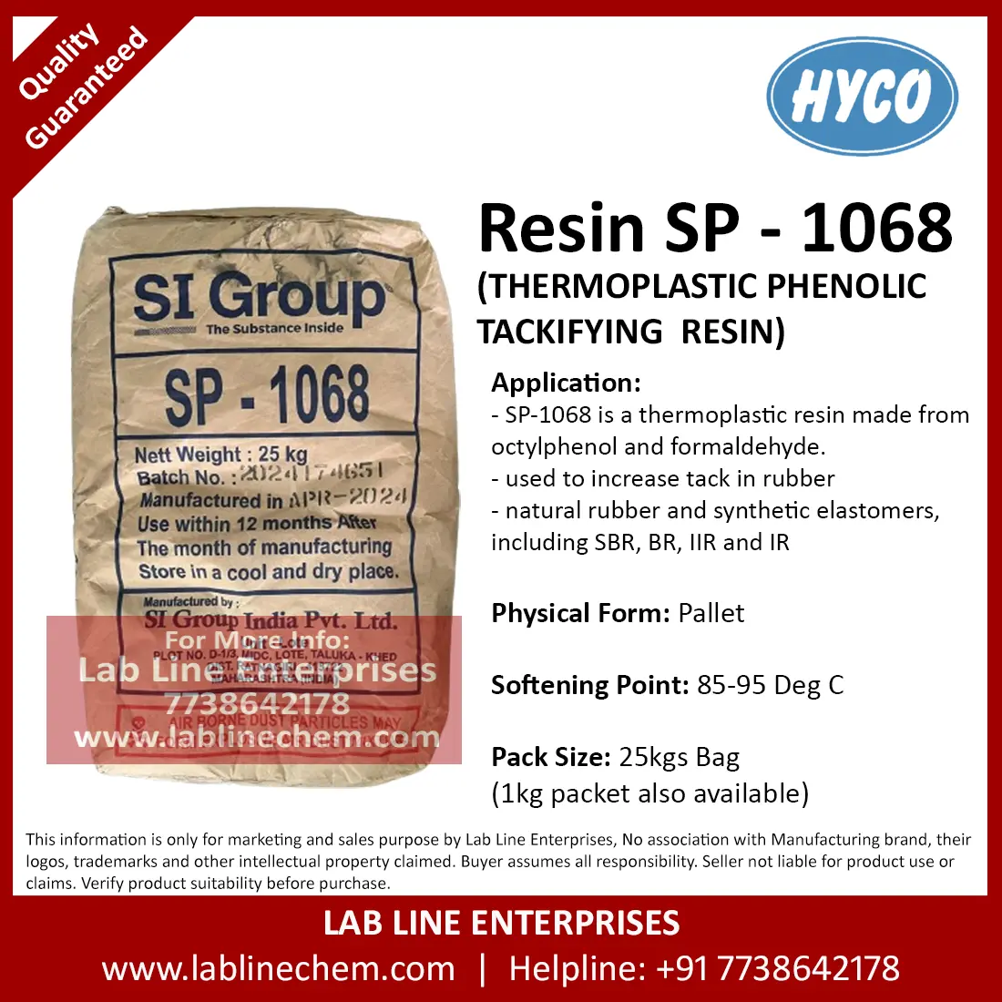 SP 1068 thermoplastic alkylphenol resin flakes for rubber compounding