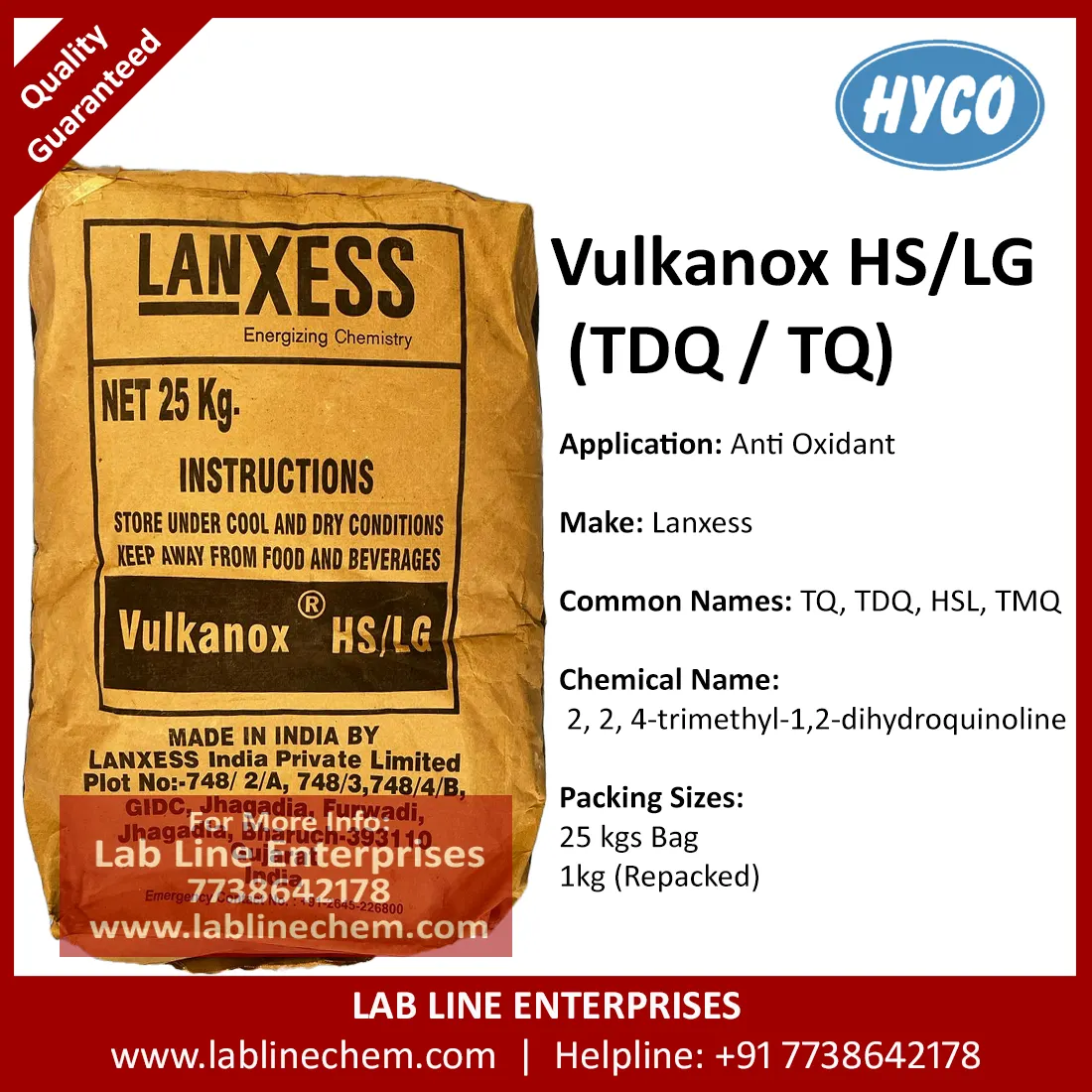 Vulkanox TDQ TMQ polymerized quinoline antioxidant granules