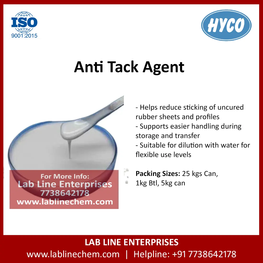 Anti Tack Agent water based release chemical for rubber sheets and uncured compounds