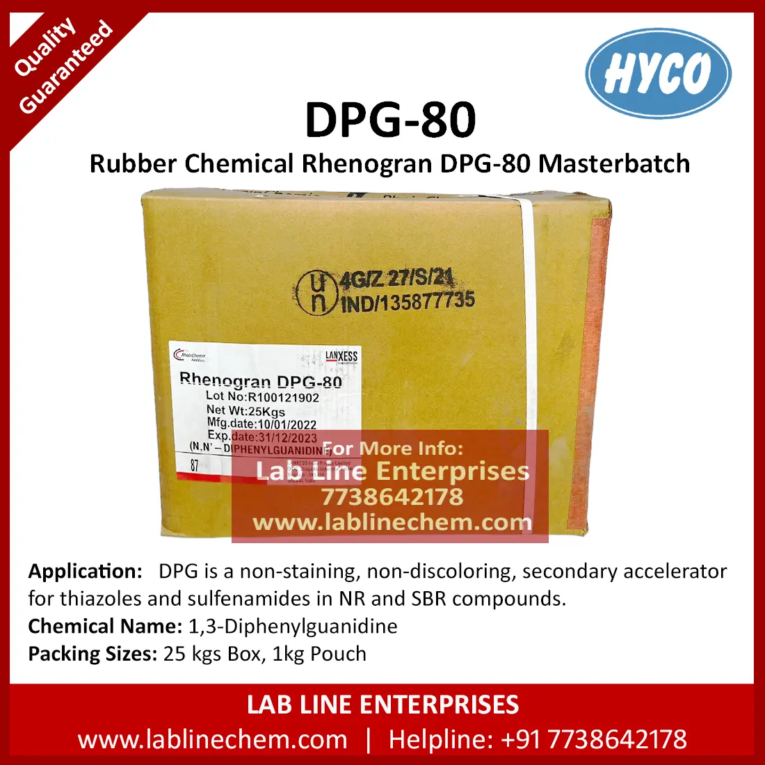 DPG80 rubber accelerator granules pre-dispersed guanidine