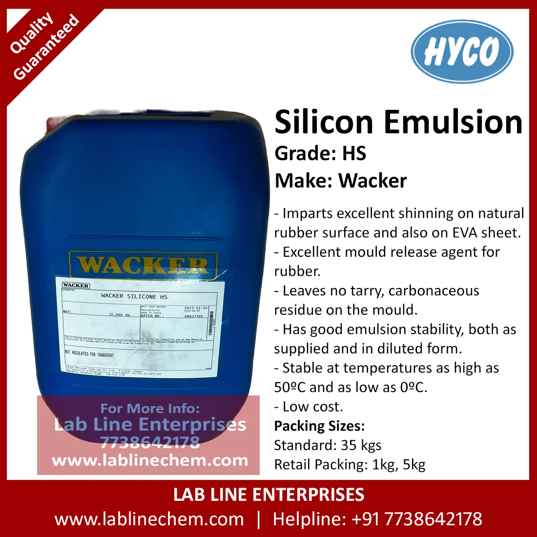 Silicon Emulsion HS Wacker silicone emulsion for rubber mould release