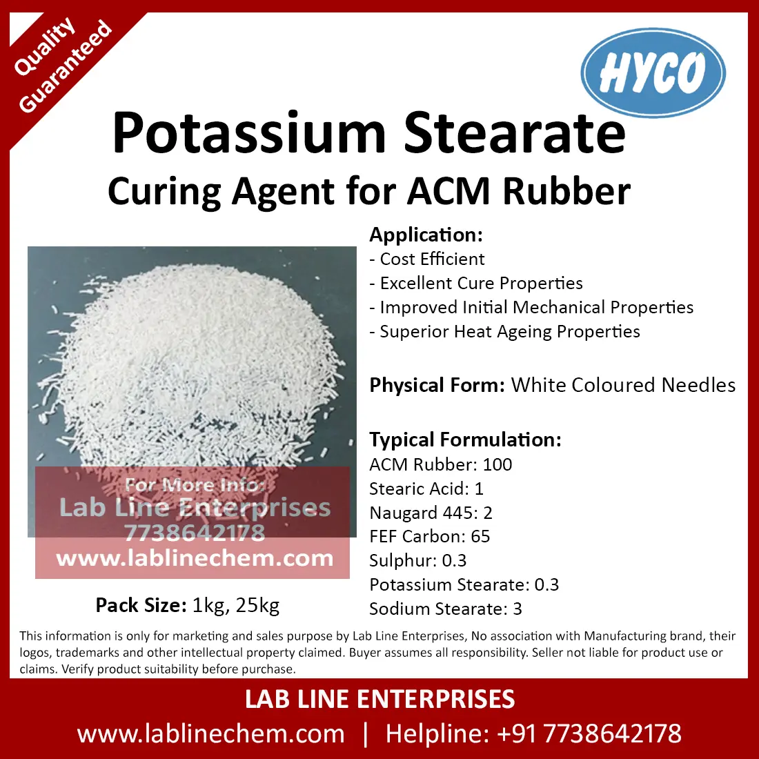 Potassium Stearate for ACM rubber curing activator powder