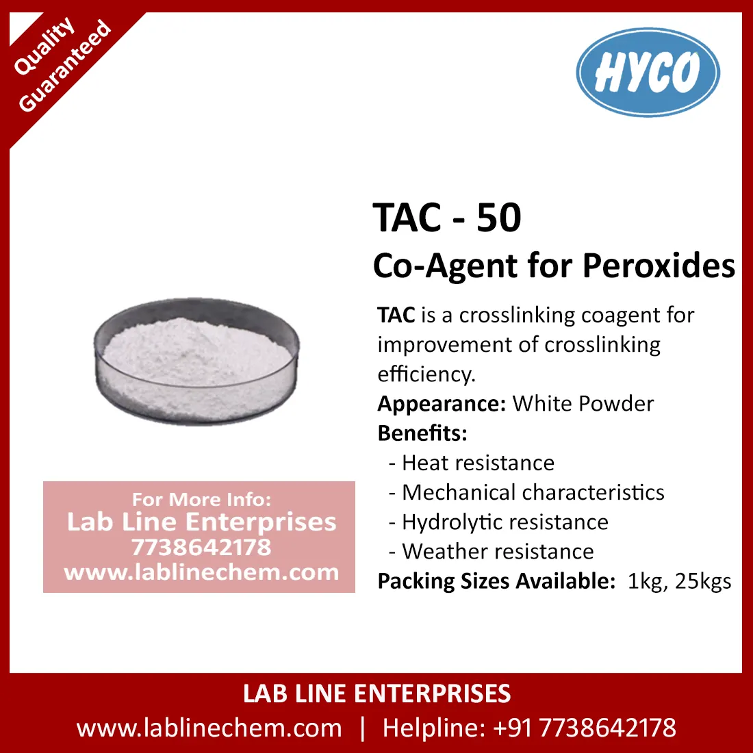 TAC 50 Triallyl Cyanurate 50 percent co agent white powder