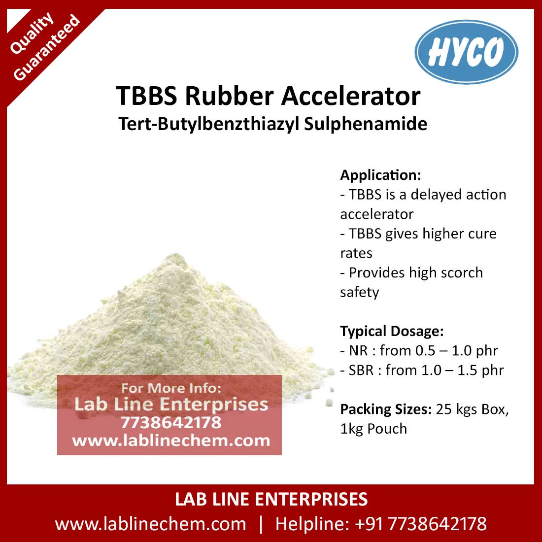 TBBS Accelerator PMC rubber chemical powder supplier India