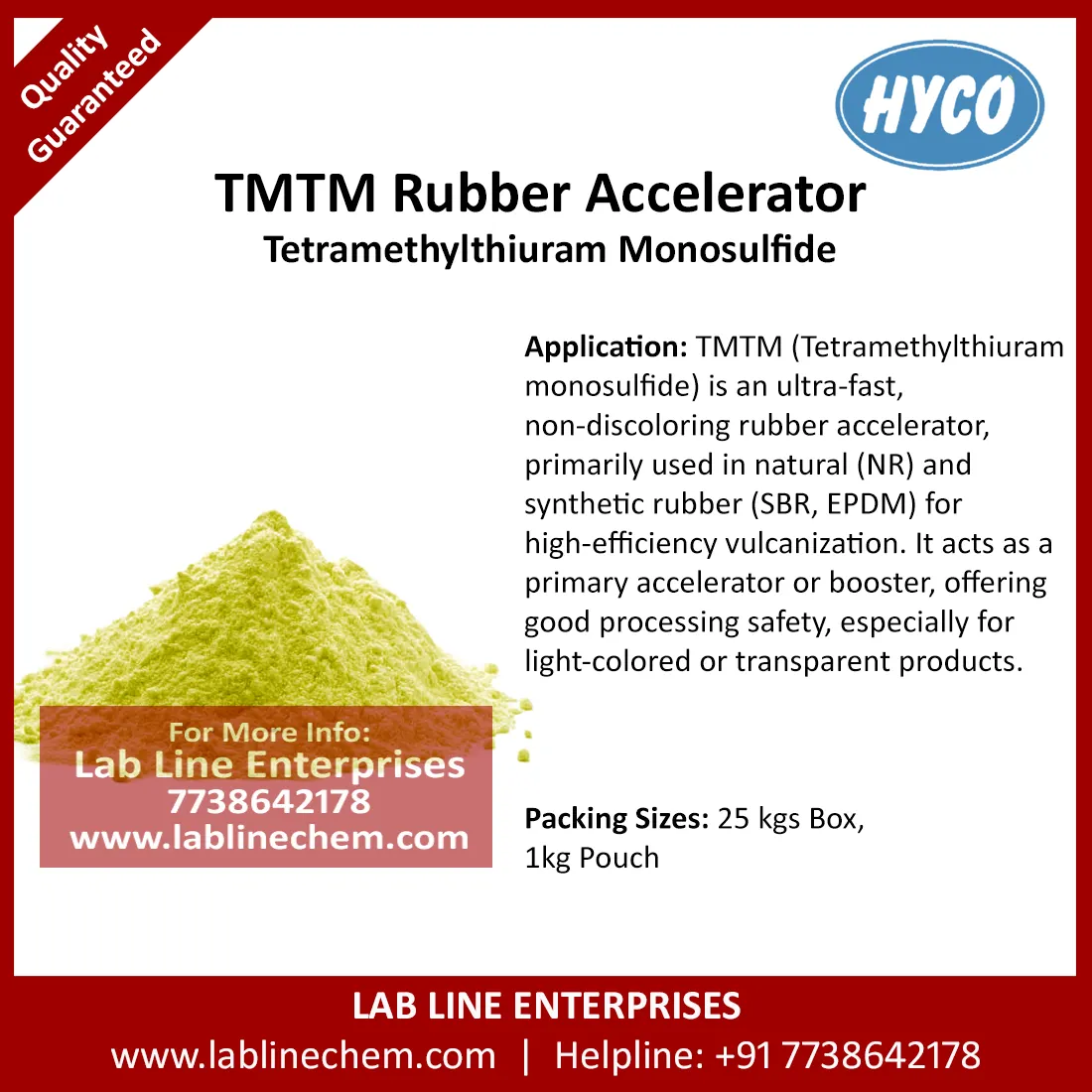 TMTM Accelerator lemon yellow powder rubber chemical