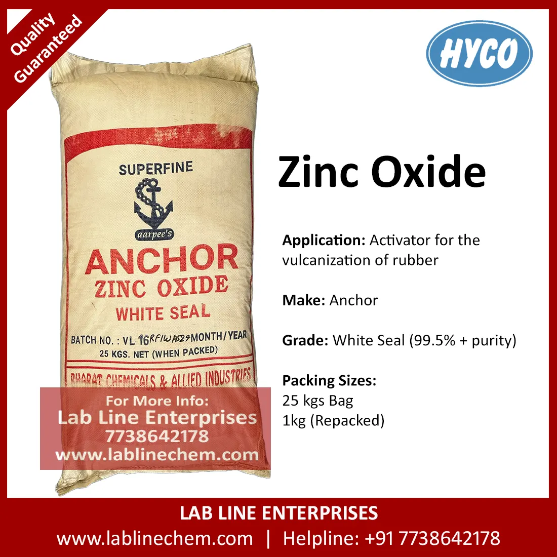 Zinc Oxide Anchor rubber grade powder