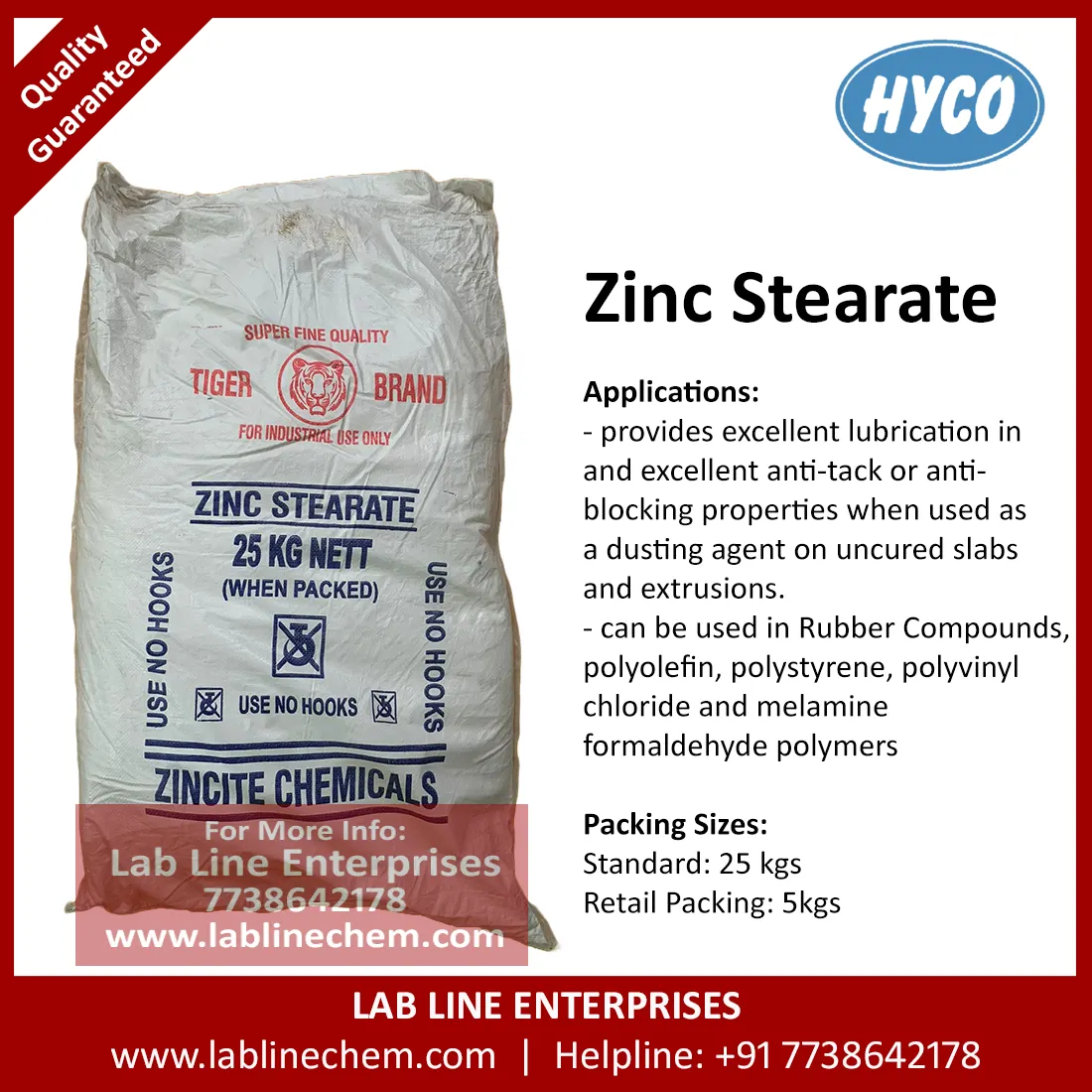 Zinc Stearate Precipitated white powder PVC rubber processing